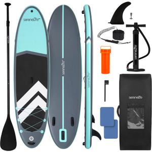 SereneLife XL Inflatable Stand Up Paddle Board – Extra-Wide, Pet & Family-Friendly SUP for Adults, Kids & Pets – Non-Slip Deck, Lightweight Stable Design, Premium Accessories - 440 lbs Capacity