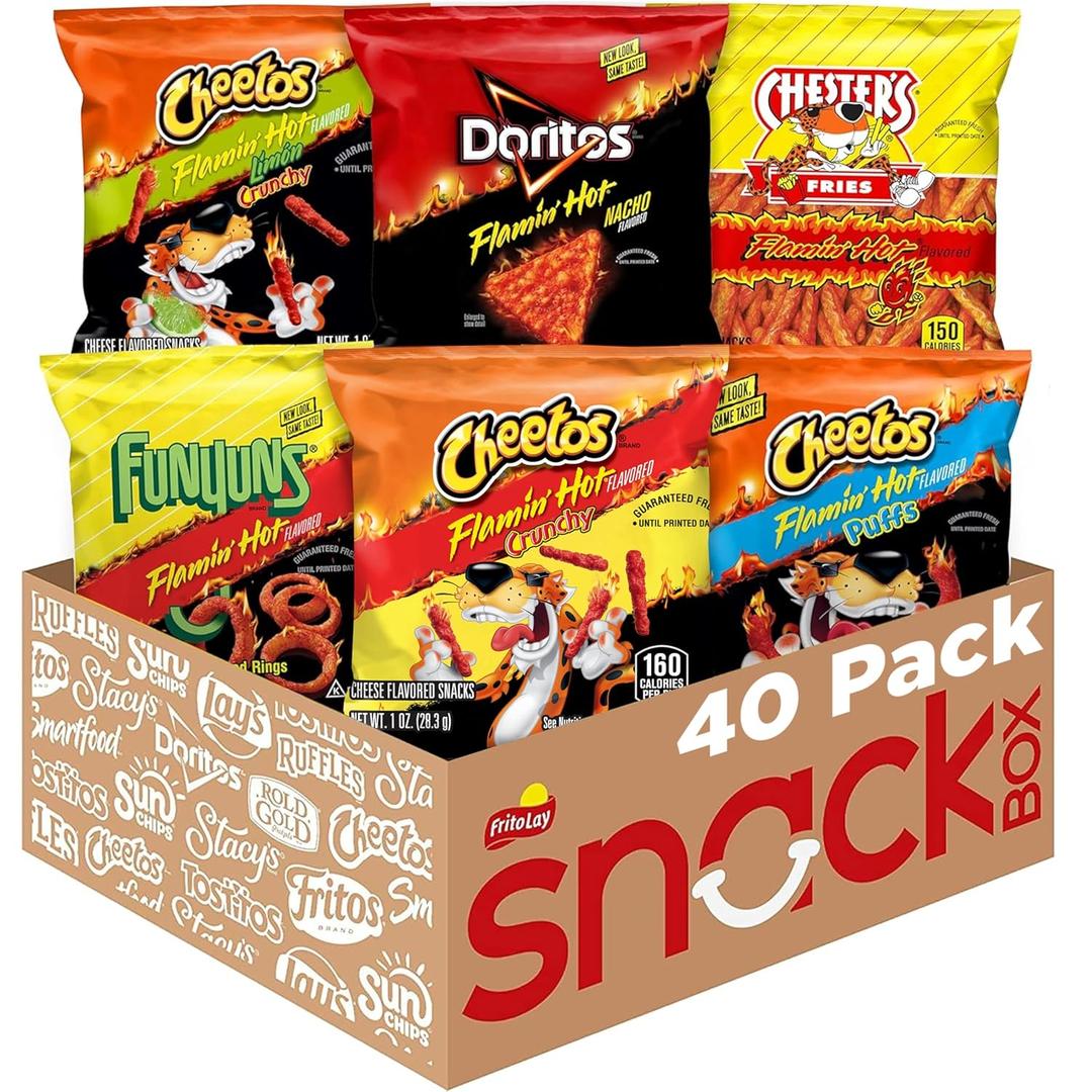 Frito-Lay Flamin' Hot Mix, Variety Pack, 3.34 Pounds, (Pack of 40), Packaging May Vary (EXP 09/08/26)