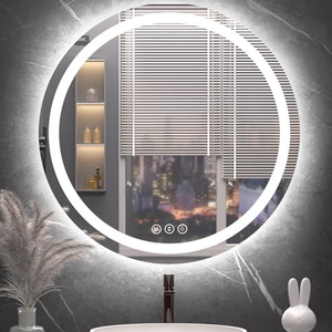 Round LED Bathroom Mirror with Lights, Backlit & Front Lighted, Wall-Mounted Vanity Mirror 3000K/4000K/6000K, Memory Functions, Anti-Fog, Dimmable Smart Mirror (Round 30" x 30")