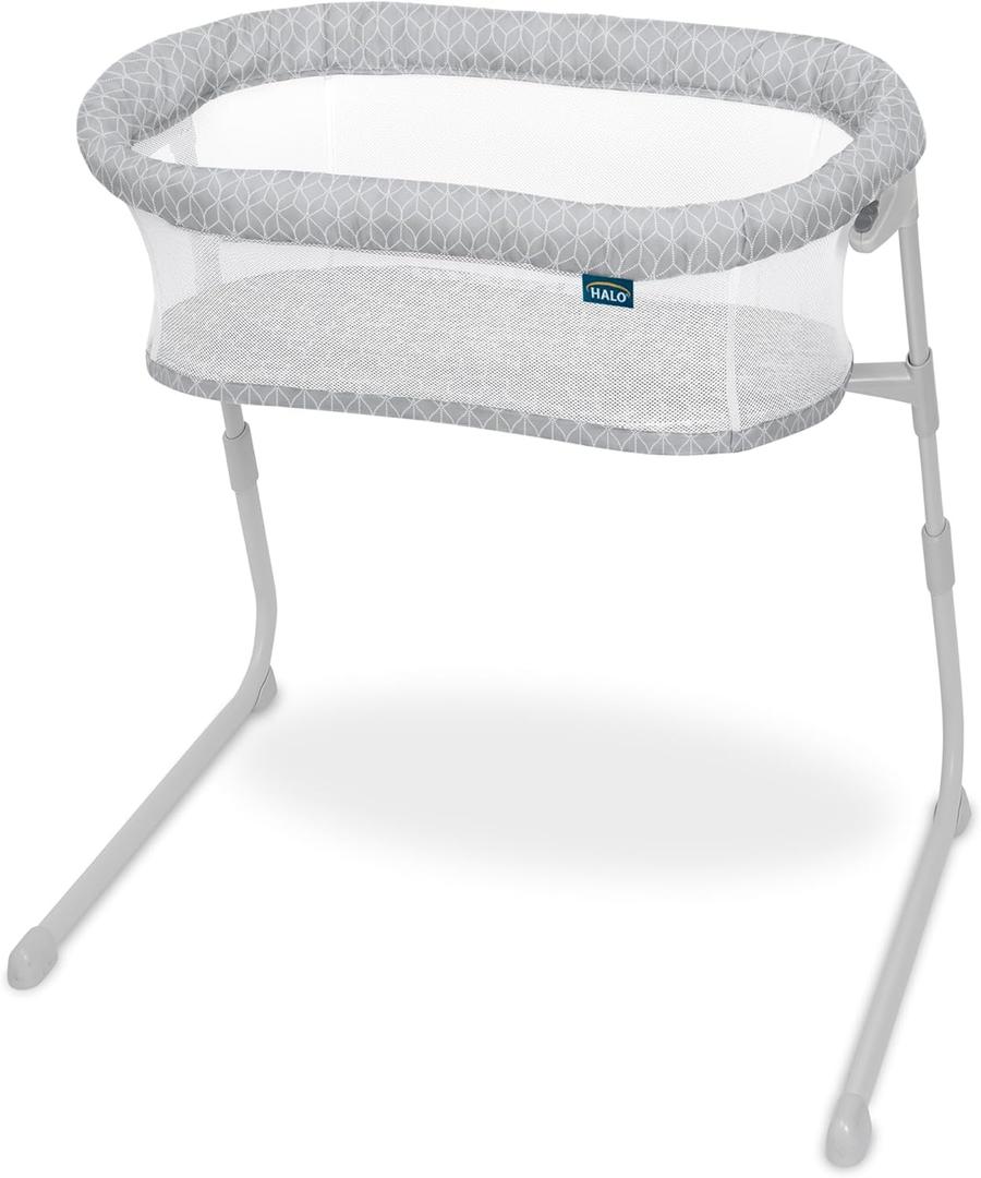 HALO Baby Flex BassiNest, Adjustable Travel Bassinet, Easy Folding, Lightweight with Mattress and Carrying Bag, Morning Mist