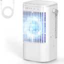 Portable Air Conditioners, 4-in-1 Mini Small Air Conditioner Evaporative Air Cooler Fan with 1000ml Water Tank, 3 Speeds & 7 LED Lights, Personal Mini AC with Timer for Bedroom, Desktop, Home, Office (White)