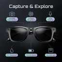 Smart Glasses with Camera, 8MP POV Recording Sunglasses for Travel, Cycling & Outdoor Use, AI Object Recognition, Voice Translation, Bluetooth Audio, Built-in Storage, IP67, Sunglass Lens