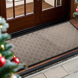 Mibao Front Door Mat, Heavy Duty Durable Welcome Mat for Outdoor Indoor, Dirt Trapper Waterproof Super Absorbent Door Mat for Entryway Outside Patio Porch, 47" x 24", Beige (2' x 3'11" (Rectangular))