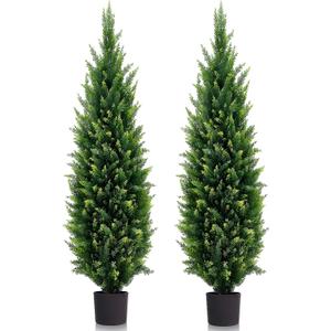 6ft Artificial Topiary Trees Beautiful Realistic Faux Cedar Pines UV Protection for Indoor Outdoor Front Porch Decorate (Christmas Tree*2)