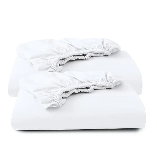 2 Pack 100% Egyptian Cotton Fitted Sheet Twin XL Size Twin XL-2 Pack White