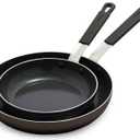GreenPan x Bobby Flay 2 Piece- 8 and 10 Nonstick Frying Pan Skillet Set, PFAS-Free Diamond Ceramic, Induction Suitable, Stay-Cool Silicone Handle, Easy Clean Dishwasher & Oven Safe, Black