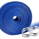PVC Drain HOSE 2"*100ft, Pool Backwash Hose, Heavy Duty Reinforced Blue PVC Lay Flat Water, For Swimming Drain Pools and Clean Filters, with 2 Clamp