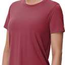THE GYM PEOPLE Women's Workout Short Sleeve Breathable T-Shirts Athletic Yoga Tee Tops (Red, M)