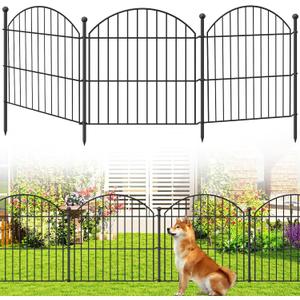 Decorative Garden Fence 24in (H) x20ft (L), 10 Pack No Dig Fence Animal Barrier for Dog, Arched Flower Bed Edging, Wire Border Panel Fencing for Yard Patio Outdoor Decor