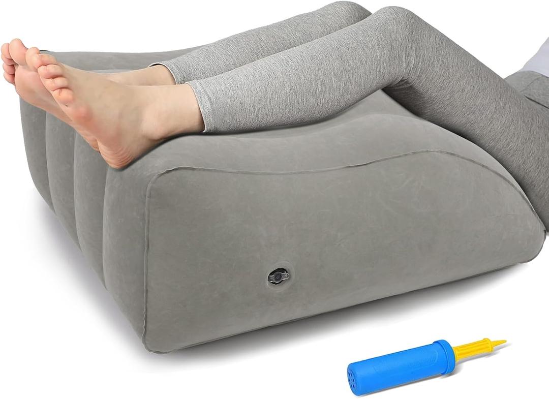 ZYODUOB Inflatable Leg Elevation Pillow, Wedge Pillow for Sleeping, Portable Wedge Pillow, Improve Circulataion and Reduce Swelling, for Sleeping, Recovery, Pregnant (Grey)