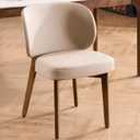 YOUNUOKE Upholstered Dining Chair, Modern PU Leather Dining Room Chair with Wood Legs, Widen Backrest Comfy Armless Side Kitchen Chairs, Khaki (Single Pack)
