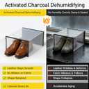 Kuject Activated Charcoal Shoe Organizer, 12 Pack XL Clear Plastic Stackable Shoe Storage Boxes, Sneaker Organizer Display Containers, Dustproof Shoe Case & Organization for Closet, Entryway, Black