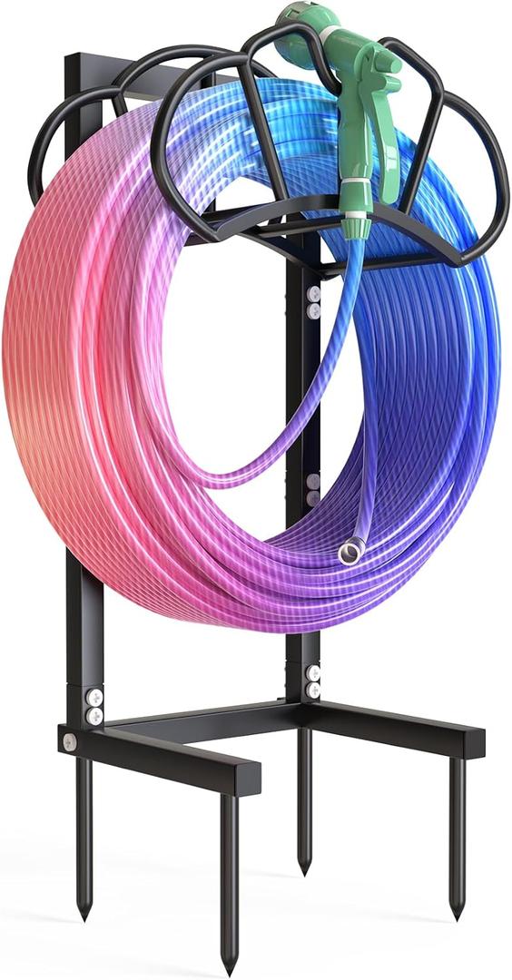New Garden Hose Holder, Super Stable Water Hose Holders Stand Holds 160-Feet Hose, Detachable Freestanding Hose Storage Hanger Rack for Outside Yard Lawn Farm, Black New Garden Hose Holder, Super Stable Water Hose Holders Stand Holds 160-Feet Hose, Detachable Freestanding Hose Storage Hanger Rack for Outside Yard Lawn Farm, Black