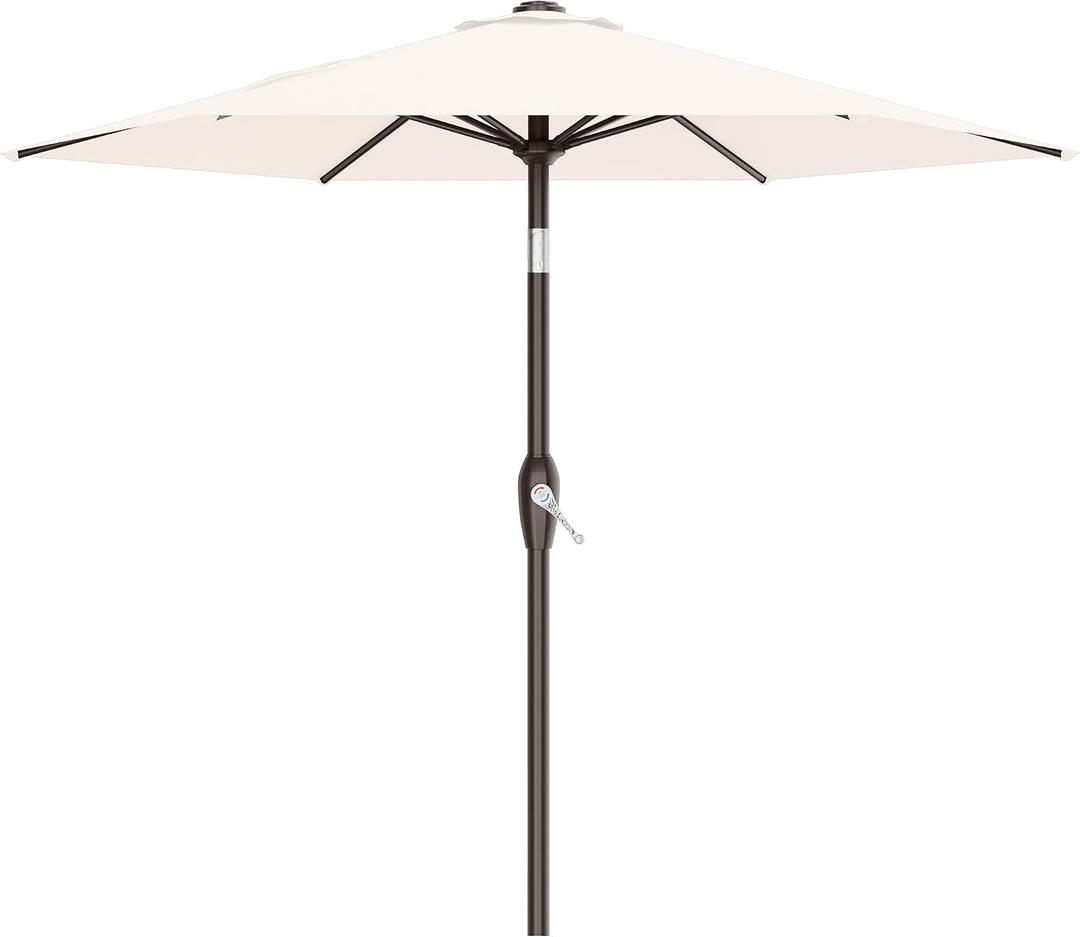 AreShark 7.5FT Patio Umbrella Table Market Umbrella with 6 Sturdy Ribs, Button Tilt/Crank, Heavy-Duty Outdoor Umbrellas for Pool, Deck, Garden and Backyard, Cream White