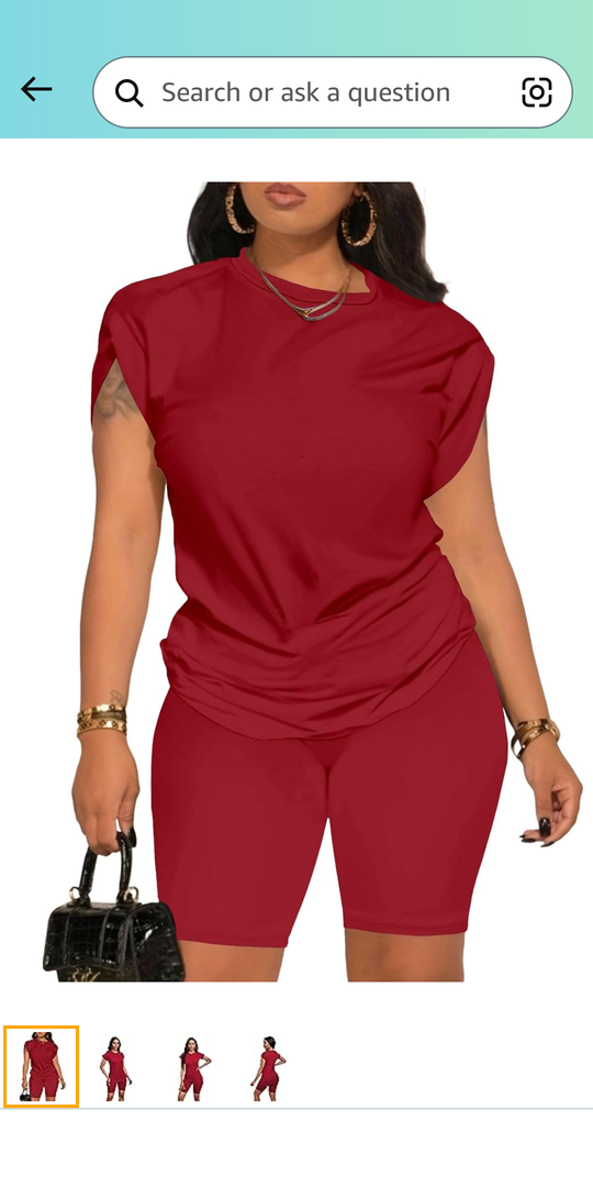 PINSV Women 2 Piece Outfits Summer Sweatsuits Biker Short Workout Jogger Sets, XL