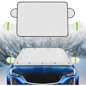 Windshield Cover for Ice and Snow45 * 63 inch Extra Large Windshield Snow Cover with 9 PCS Magnets,Fits Most Vehicles,Say Goodbye to Frosty Mornings and Hello to Easy Winter Prep
