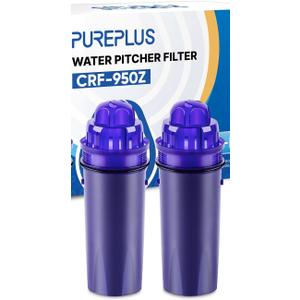 PUREPLUS CRF950Z Pitcher Water Filter Replacement for Pur PPF900Z, PPF951K, PPT700W, CR-1100C, DS-1800Z, CR-6000C, PPT711W, PPT711, PPT710W, PPT111W, PPT111R and All PUR Pitchers and Dispensers, 2PACK