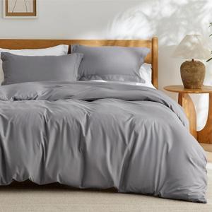 Bedsure Duvet Cover Queen Size - Only Includes 1 Duvet Cover (90"x90"), Hotel Luxury Soft Double Brushed All Season Bedding for Kids & Adults, Zipper Closure, NO Comforter, Grey