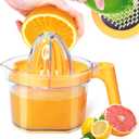 Lemon Squeezer 4-in-1 Lemon Hand Juicer - ChefVille Manual Orange Juicer Multifunctional Lemons Lime Squeezer, Citrus Juicers Press Fruit with Detachable Comfortable Handle, 16.9oz Capacity (ORANGE)