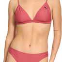 Puma Women's Triangle Bikini Top & Bottom Swimsuit Set (Medium, Dark Pink)