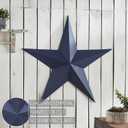 VHC Brands Patriotic Metal Star Distressed 36x36, Independence Day Decor, Decorative Wall Hanging, Rustic Farmhouse Decorations, Navy, Black