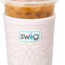 Swig Life Medium Iced Cup Coolie, Standard 22oz Iced Coffee Cup Insulator Sleeve with Handle, Neoprene Insulated Coolie Keeps Drinks Cold (Saddle Stitch Cream)