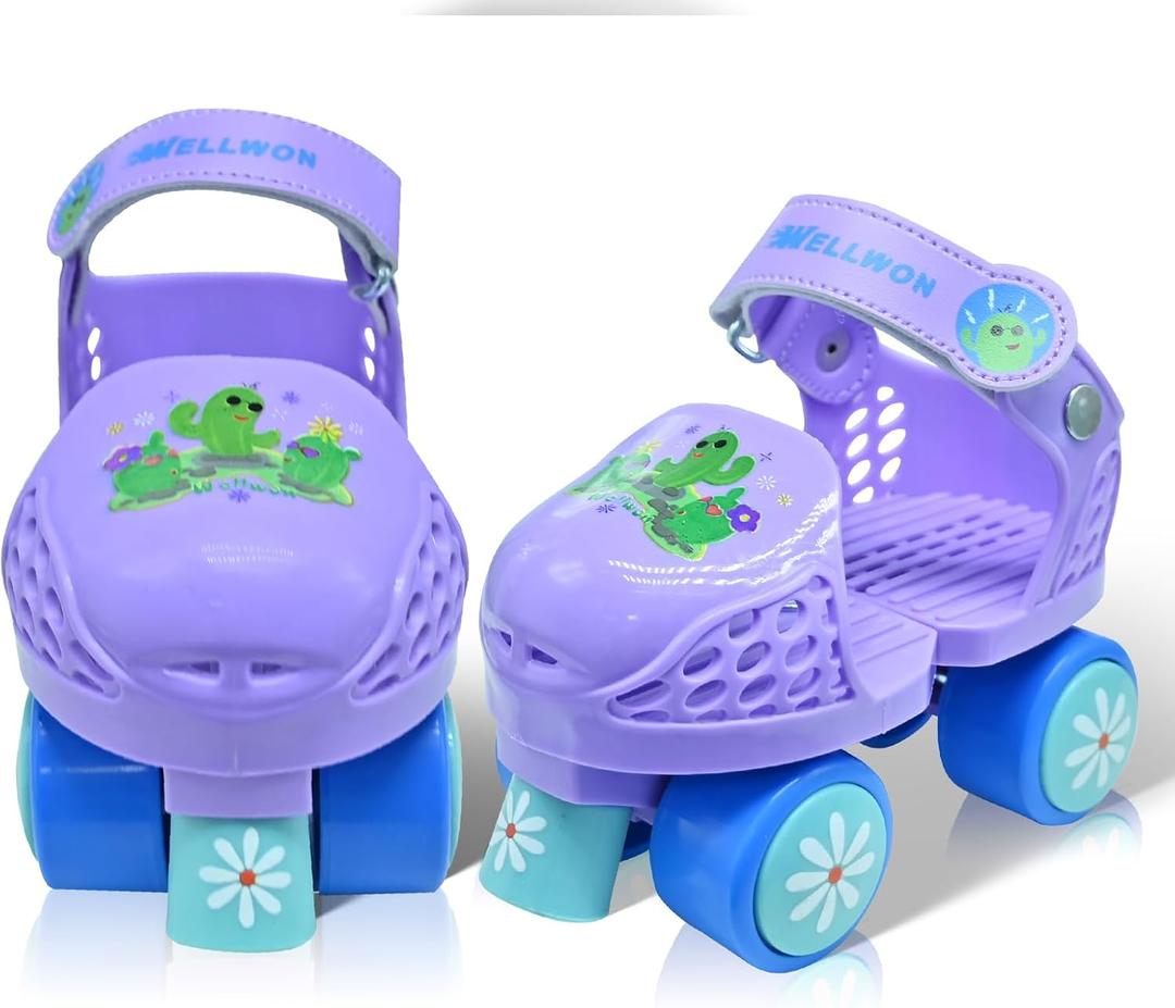 Kids Roller Skate for Girls Boys Ages 2-5 Years Old, Adjustable Toddler Rollerskates, Children Beginner Roller Skate (Purple)