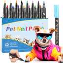 Dog Nail Polish Pens Quick Dry, 15 Colors Safe Set for DIY Pretty Nails, Ideal Gifts for Dogs Cats Light Dark Nails, Odorless, Non-Toxic, Water-Based Pet Accessories