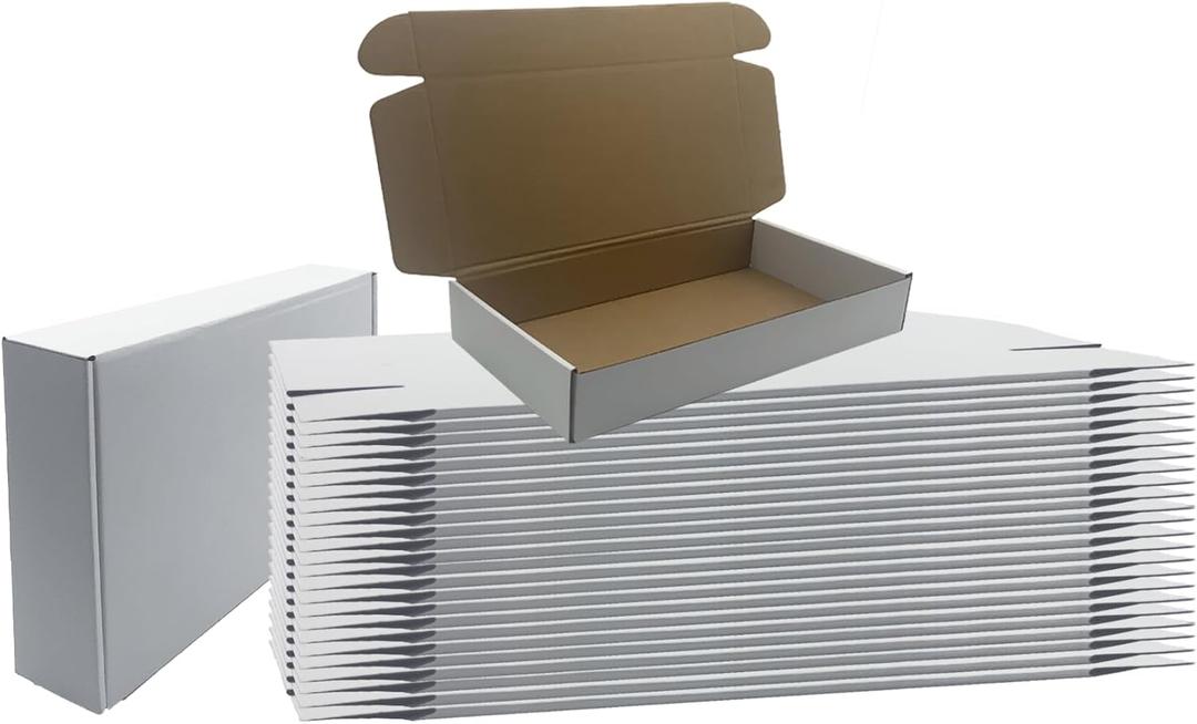 12x6x2 inches Shipping Boxes Set of 25, White Cardboard Box Kraft Corrugated Mailer BoxBoxes for Shipping E-commerce Packaging, Holidays Gift and Small Business Giving Literature Mailing