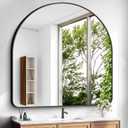 Arched Bathroom Mirror, 45"x45" Black Arched Mirror for Bathroom, Wall Mounted Mirror, Black Vanity Wall Mirror Metal Frame for Bedroom, Entryway, Living Room, Hanging or Leaning Against Wall
