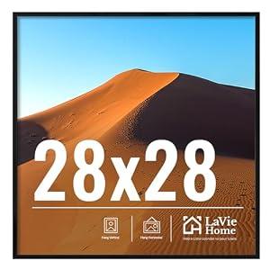 LaVie Home 28x28 Picture Frame for Wall Display, 28x28 Black Picture Frame with HD Plexiglas, 28 x 28 Photo Frame 1 Pack, Picture Frames for Displaying Photos, Classic Collection