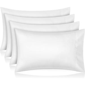 Comfyanno Queen Size Pillow Cases Set of 4, Soft & Breathable Pillowcases, Envelope Closure, Wrinkle-Free, Fade & Stain Resistant, Brushed Microfiber Fabric, Bed Pillow Covers - 20 x 30, White