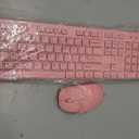 Wireless Keyboard and Mouse Combo, EDJO Silent Full Size Cordless USB Keyboard Mouse, 2.4GHz Lag-Free, Long Battery Life, for Computer, Laptop, PC, Chromebook, Windows (Pink, Pack of 1)