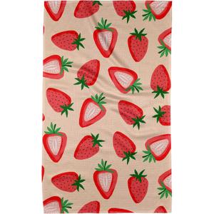 GEOMETRY Spring Kitchen Towels - Quick Dry Microfiber Cloth Spring & Summer Dish Towels for Kitchen Drying - Premium Quick Dry Towel - Strawberry Shortcake 18" x 30" (1 Pack)