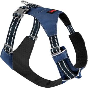 Tuff Pupper All-Day Wear Dog Harness | for Walking, Trail Running, Hiking | Front & Back Leash Clips | Reflective Trim | Easy On/Off Buckles | Lightweight Breathable | No Pull Design (XXS, Blue)