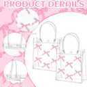 Tioncy 24 Pcs Pink Bow Gift Bags with Handles Mother's Day Bow Clear PVC Goodie Treat Candy Bag Bows Theme Present Wrap Tote Bags for Birthday Party Favor Weddings Decoration Bridesmaid Supplies
