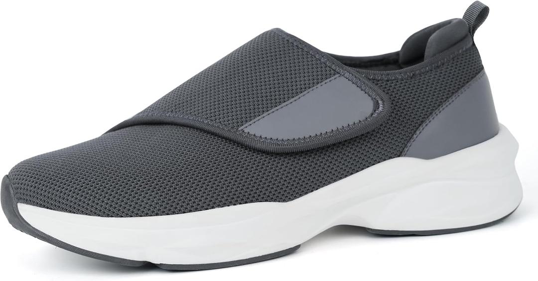 ORTOREX Men Orthopedic Diabetic Walking Shoes Edema Shoes for Swollen Feet (12, Grey)