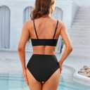 ZAFUL Women High Waisted Bikini Sets Two Piece Swimsuit Push Up Twist Front Ruched Bathing Suit (Black, XXL)
