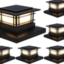 Dynaming 7 Pack Solar Post Cap Lights Outdoor, Fence Post Solar Lights Fit for 4x4 5x5 6x6 Vinyl/Wooden Posts, High Brightness Warm White SMD LED Lighting Decor for Garden Deck Patio