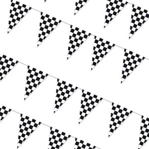 2 Packs Black and White Checkered Flags Race Car Driver Flag Theme Party Birthday Decorations Bbq Bar Hanging Accessories 60 Feet 48 Flags