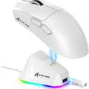 ATTACK SHARK X11 Lightweight Wireless Gaming Mouse with RGB Charging Dock,Tri-Mode-2.4G/USB-C Wired/BT,22K DPI,PAW3311 Optical Sensor,HUYU Switch, 5 programmable Buttons for PC/Mac(White)