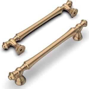 Amerdeco 6 Pack Champagne Bronze Cabinet Pulls 5 Inch(128mm) Hole Center Cabinet Hardware Kitchen Cabinet Handles for Bathroom Drawer Pulls Dresser Pulls ZH0014