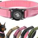 2025 New and Improved AirTag Dog Collar, Military Tactical Dog Collar with AirTag Holder - Adjustable Control Handle, Durable Metal Buckle, Comfortable GPS Dog Collars (M, Pink) (XL(19.5"-24.8"))
