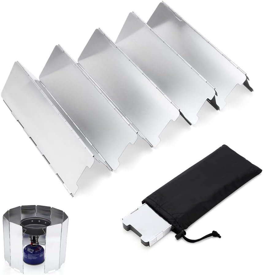 Camping Folding Stove Windscreen, Portable Folding Stove Windshield for Block the Wind in Outdoor Camping Cooking Hiking Picnic (24 * 8.2cm x 10 Plates)