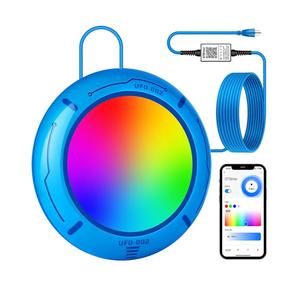 Above Ground Pool Lights with APP Control 20W RGB Dimmable LED Pool Lights with Suction Cups and Built-in Magnets 12V Underwater Pool Light for Above ground Inground Pools IP68 Waterproof 28FT Cord B