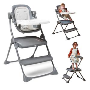 The First Years Foldable Toddler Tower and High Chair - 2-in-1 Baby High Chair and Toddler Step Stool - Adjustable Grow with Me Height - Folds Flat & Easy to Clean - Kids Stool with Non-Slip Surface