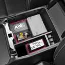 Center Console Organizer Tray Compatible with 2024 Ford Ranger & Ranger Raptor Interior Accessories, Coin Container Armrest Storage Box(Electric handbrake Version), Red