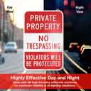 SmartSign Private Property No Trespassing Sign, Violators Prosecuted Sign, 12 x 18 Inches 3M High Intensity Grade Reflective Aluminum, USA Made