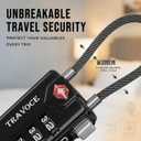 TRAVOCE TSA Approved Luggage Locks - Heavy Duty 3 Digit Combination Cable Lock, Search Alert for Suitcases, Backpacks, Golf Bags, Tents, Violin and Camera Cases, 4 Pack, Black