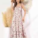 GRACE KARIN Summer Dresses for Women 2026 Vacation Boho Maxi Sundress (Orange, L)